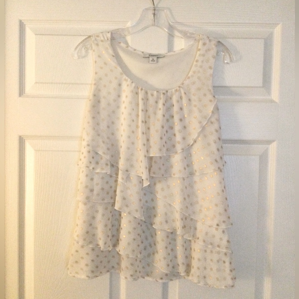 White and Gold Polka Dot Layered Top